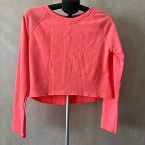 Women's SM/P UA Rollick Cropped Crew Top French Terry Sweatshirt Orange NWT